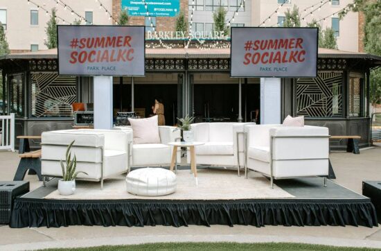 white modern furniture from icon events group in kansas city for special event rentals